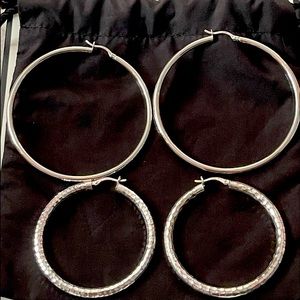 Sterling Silver Hoop Earrings 2 Pairs